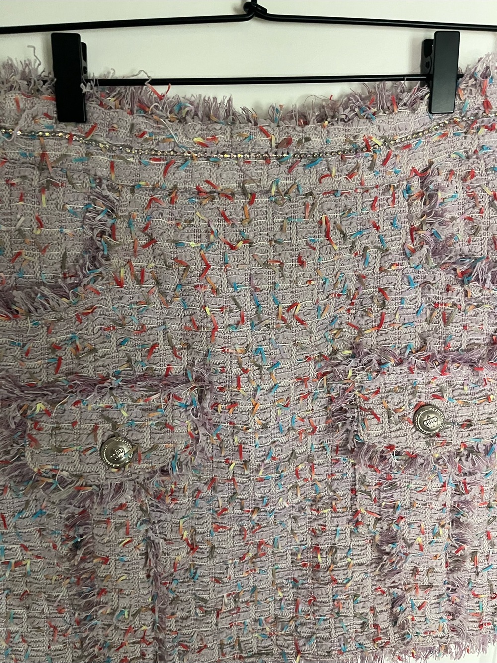 Walter Baker Lavender Fringe skirt with Multicolor Accents. Designer. Worn once